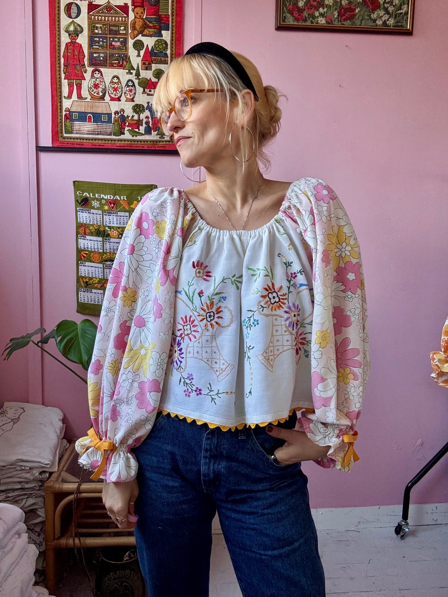 Pink/yellow floral top