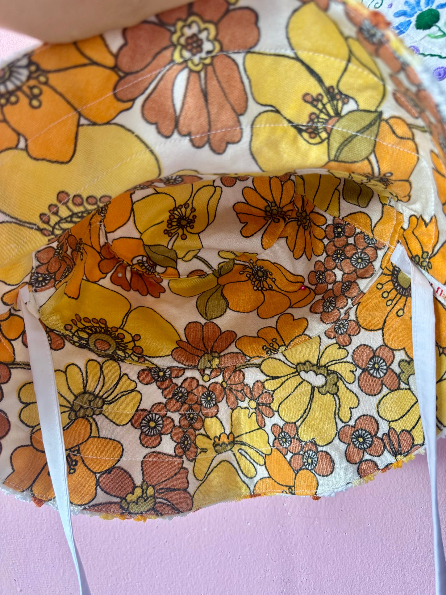 Orange/brown/yellow towel bucket hat