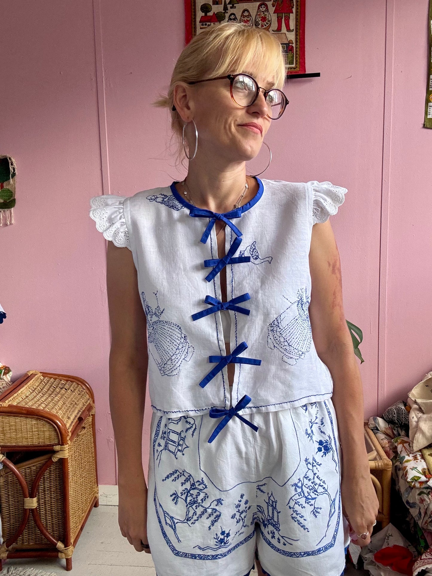 White blouse with hand embroidery