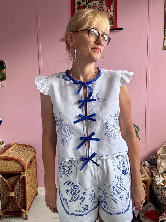 White blouse with hand embroidery