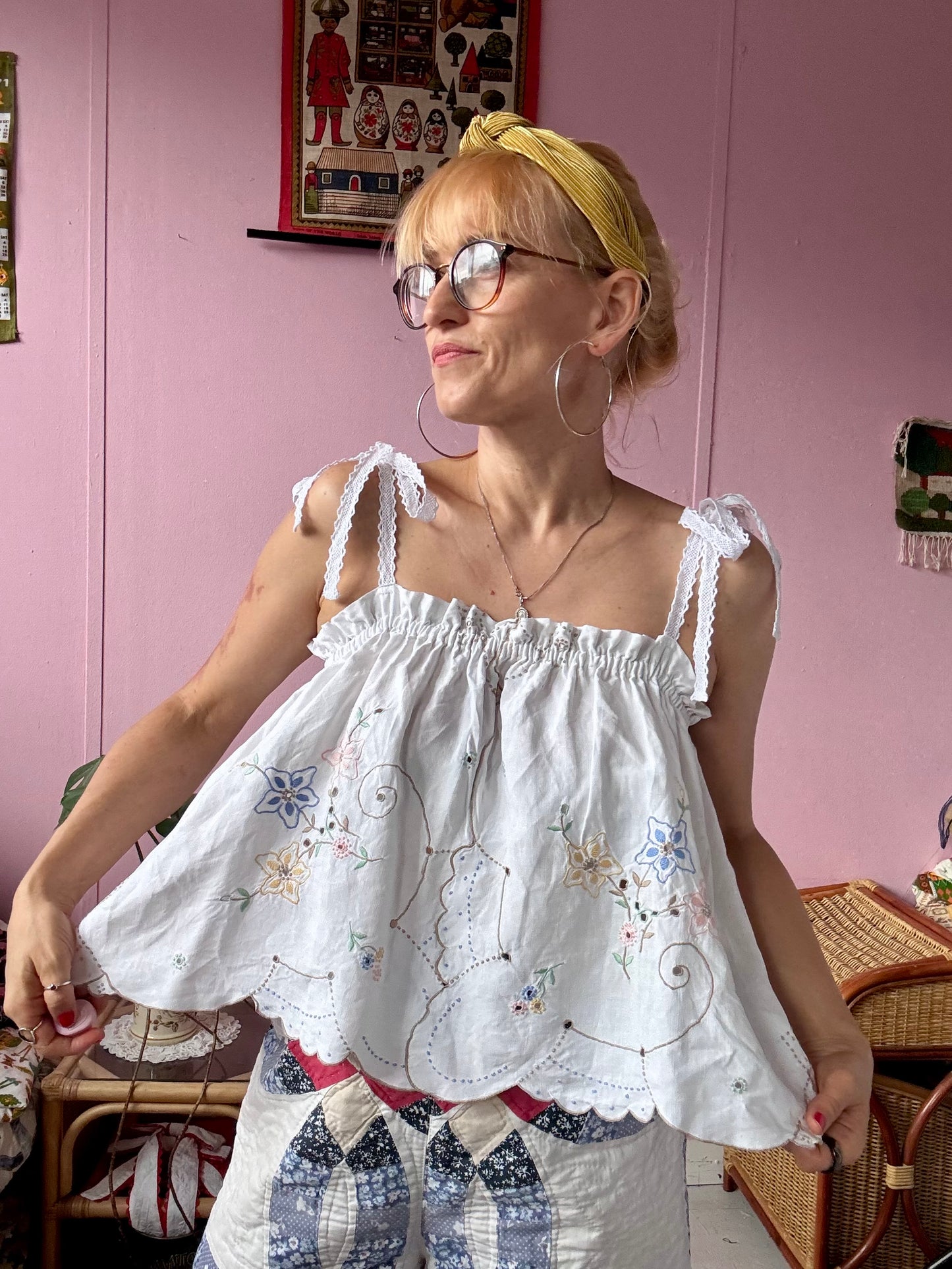 Madeira summer top with lace straps