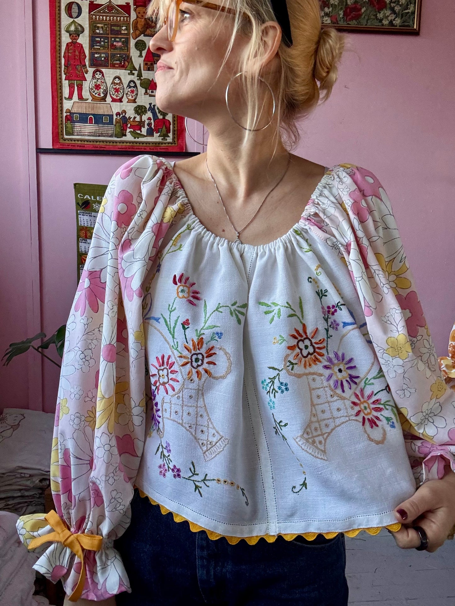 Pink/yellow floral top