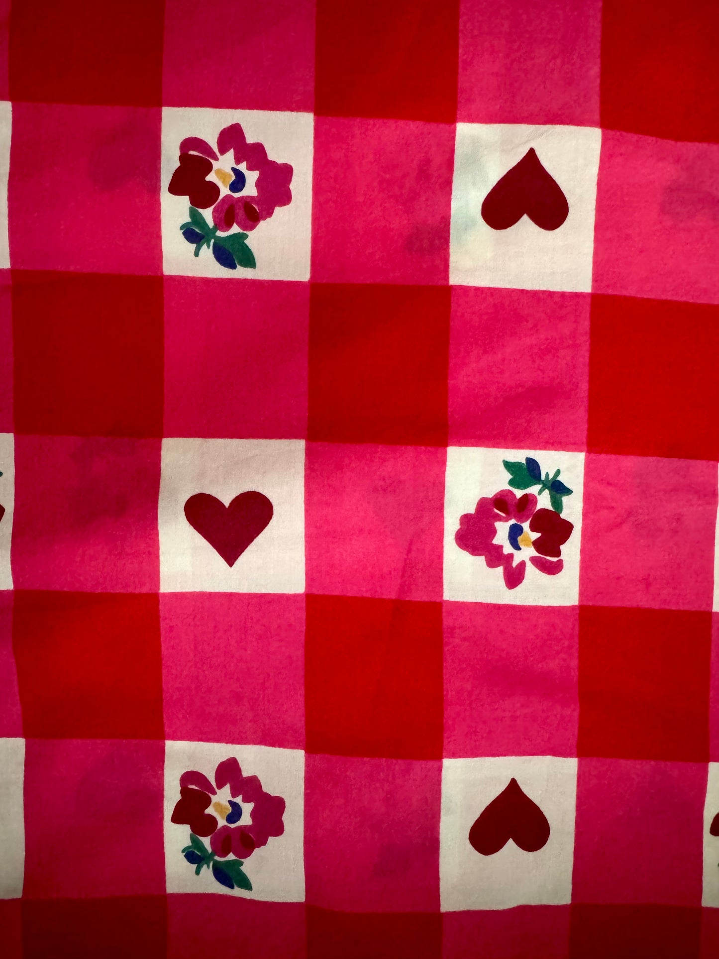 Pink/red hearts/flowers fabric for custom order dress