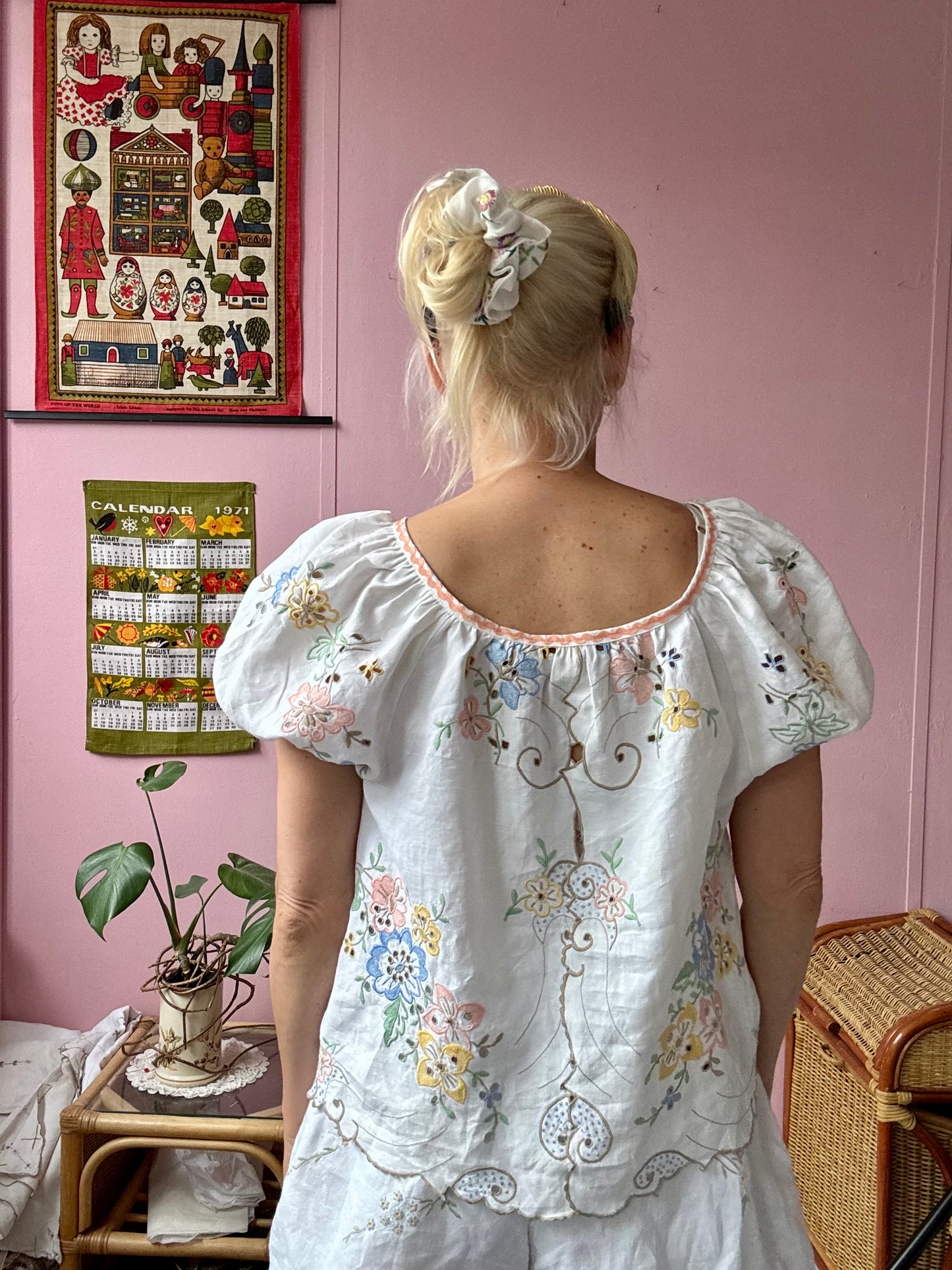 Madeira blouse with peach ric rac