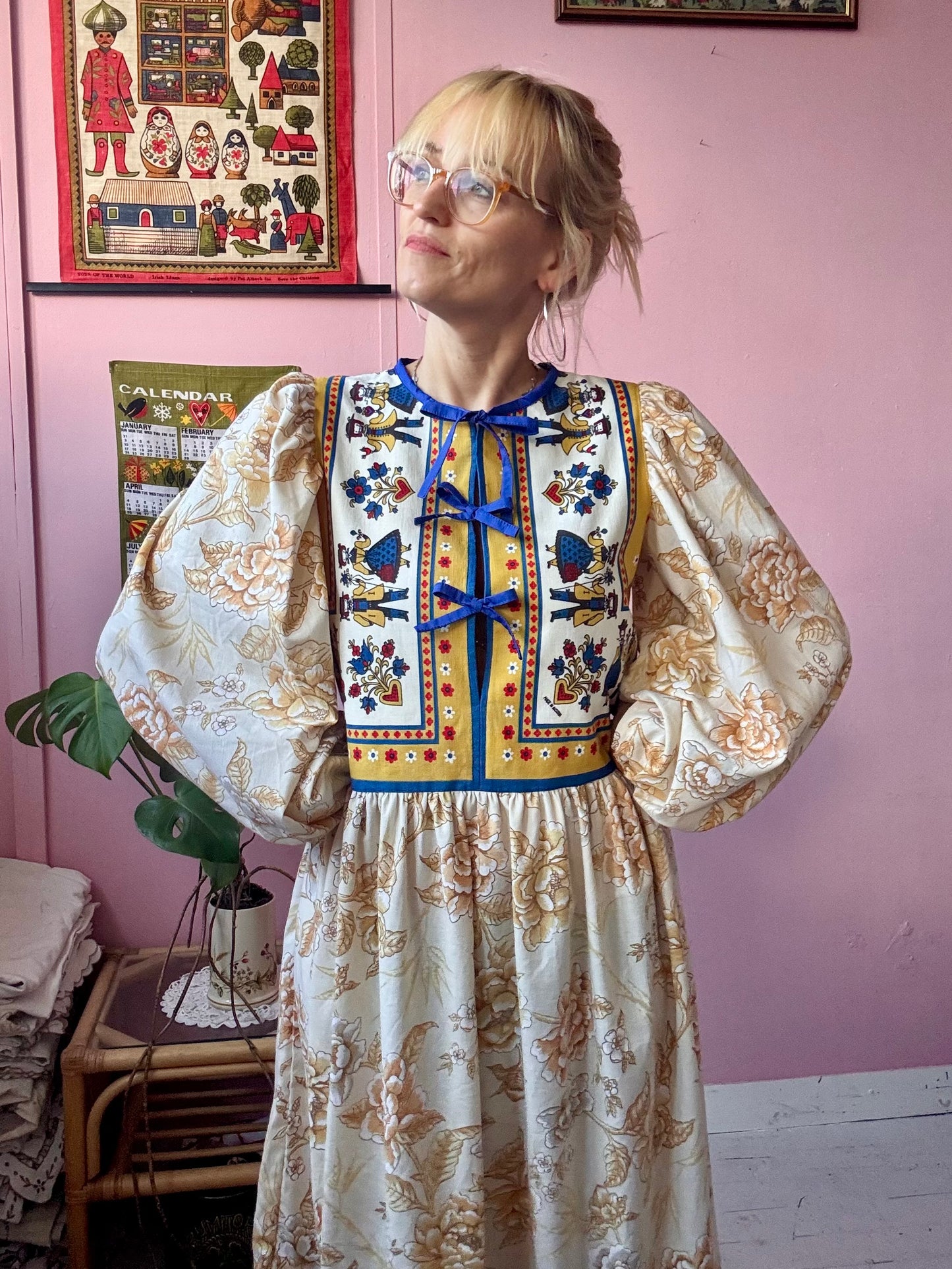 Floral and folklore maxi dress