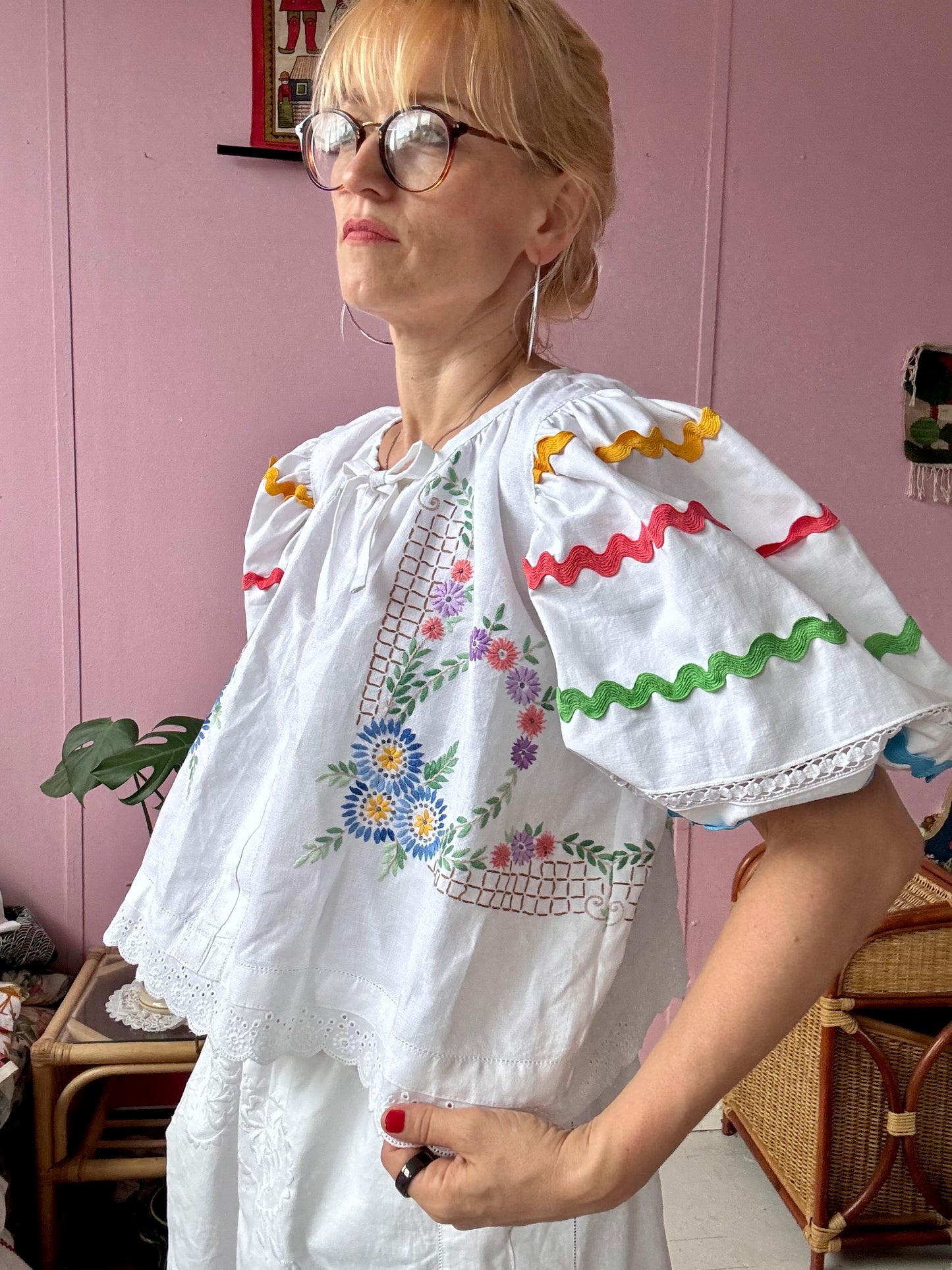 Embroidery and ric rac blouse