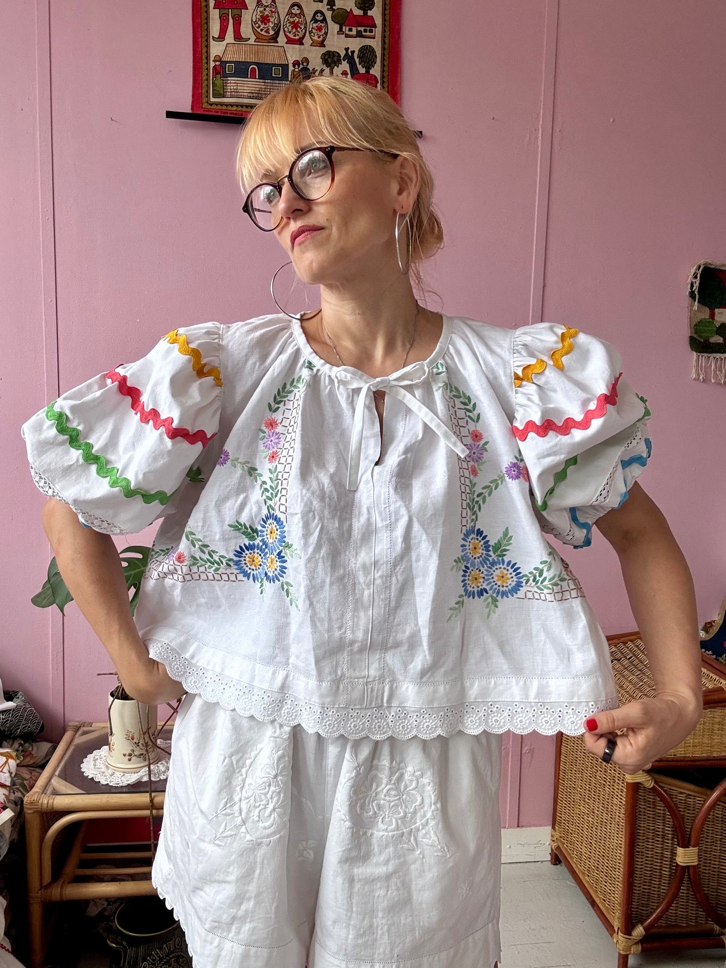 Embroidery and ric rac blouse