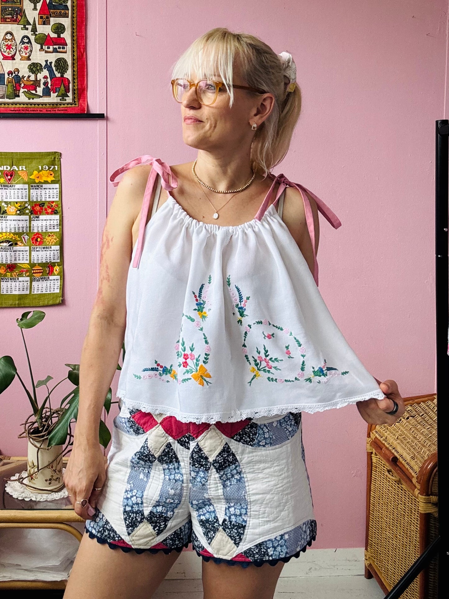 Embroidery and lace summer top