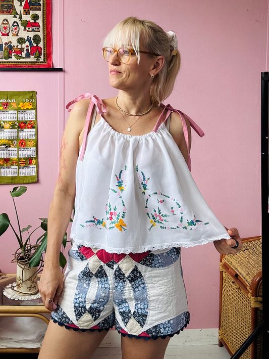 Embroidery and lace summer top