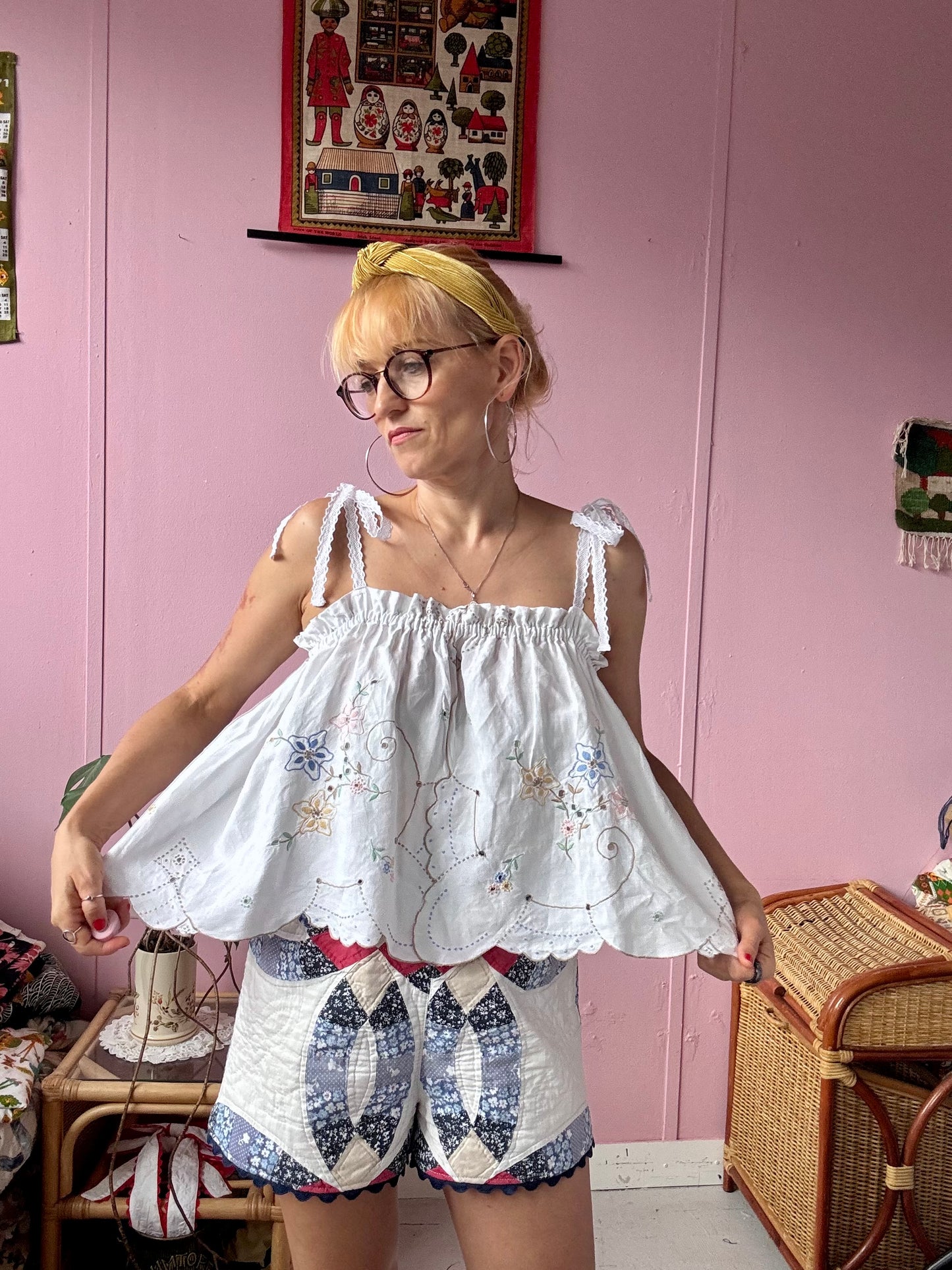 Madeira summer top with lace straps