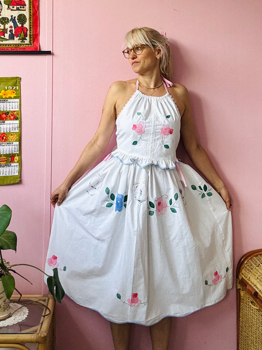 Floral appliqués skirt set