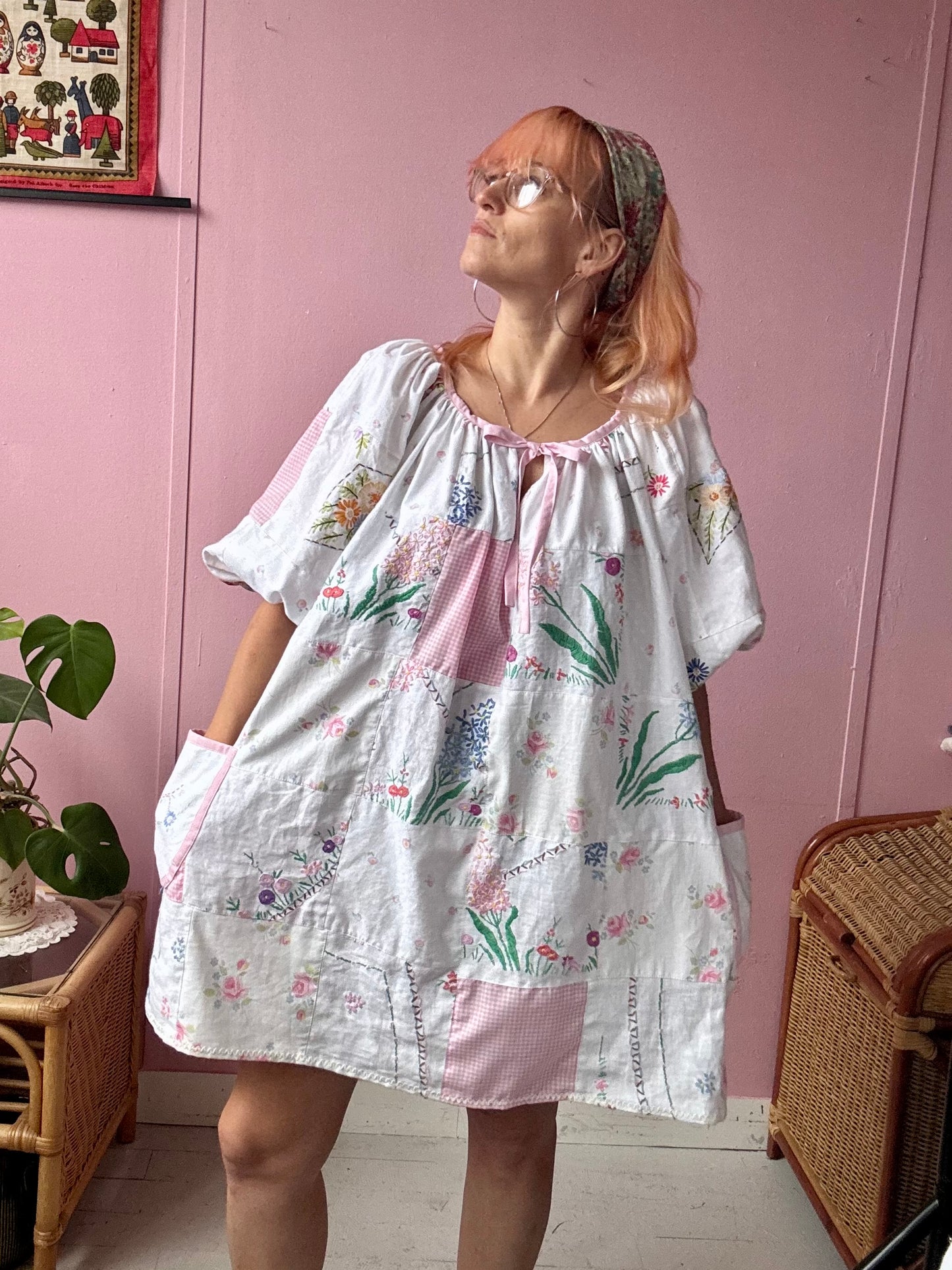 Pink patchwork dress