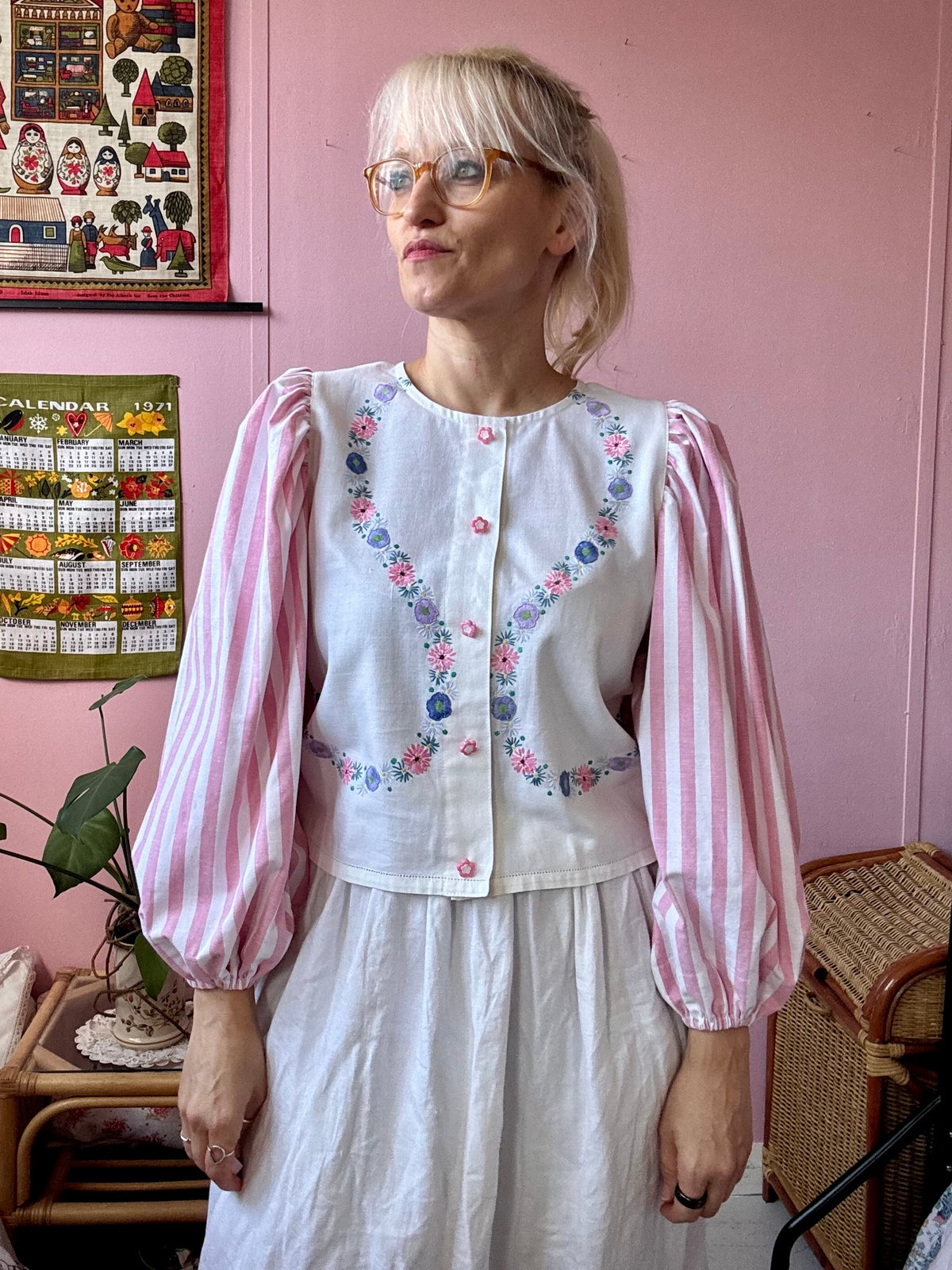 Floral and stripes blouse