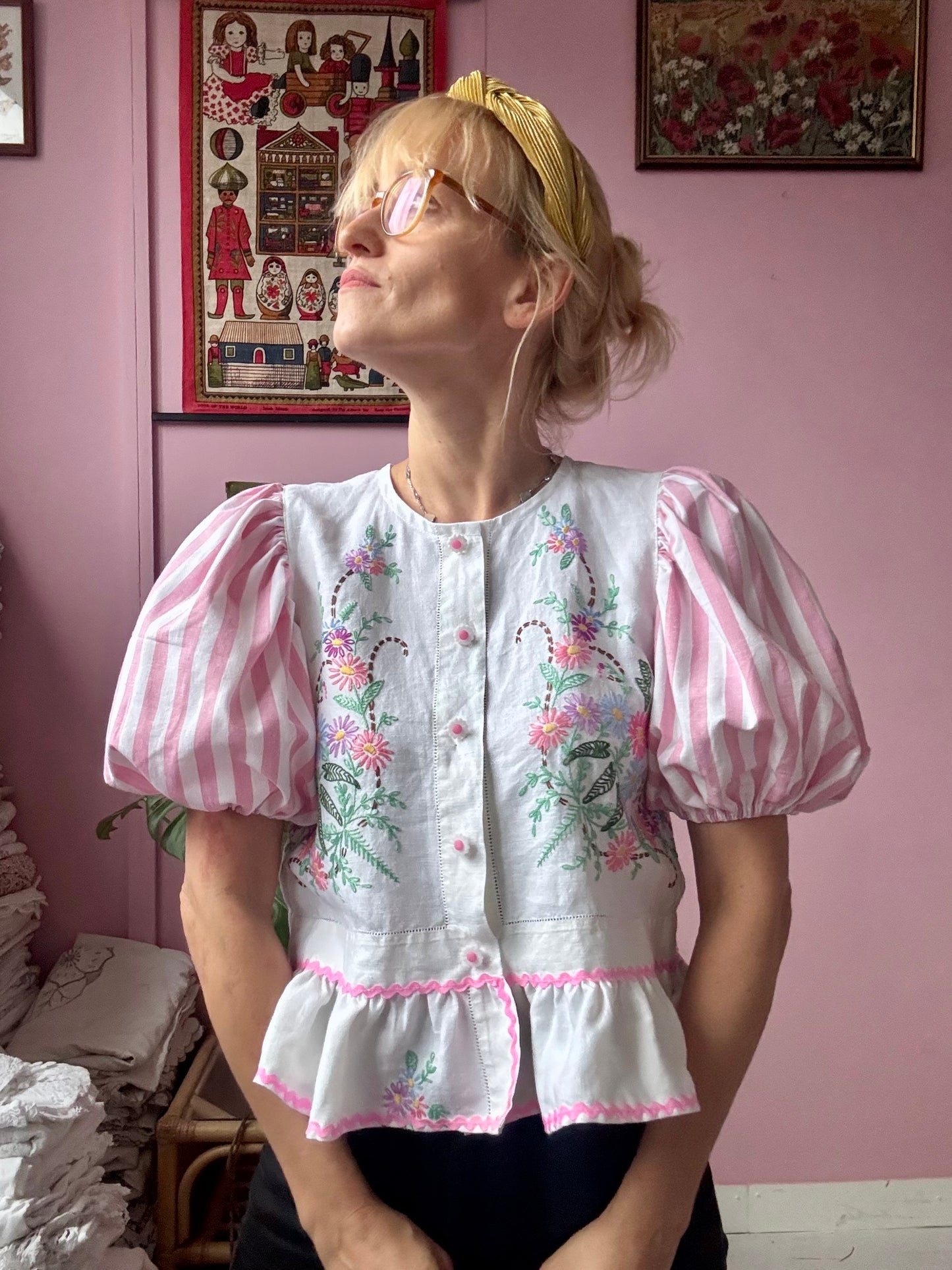 Floral and stripes blouse