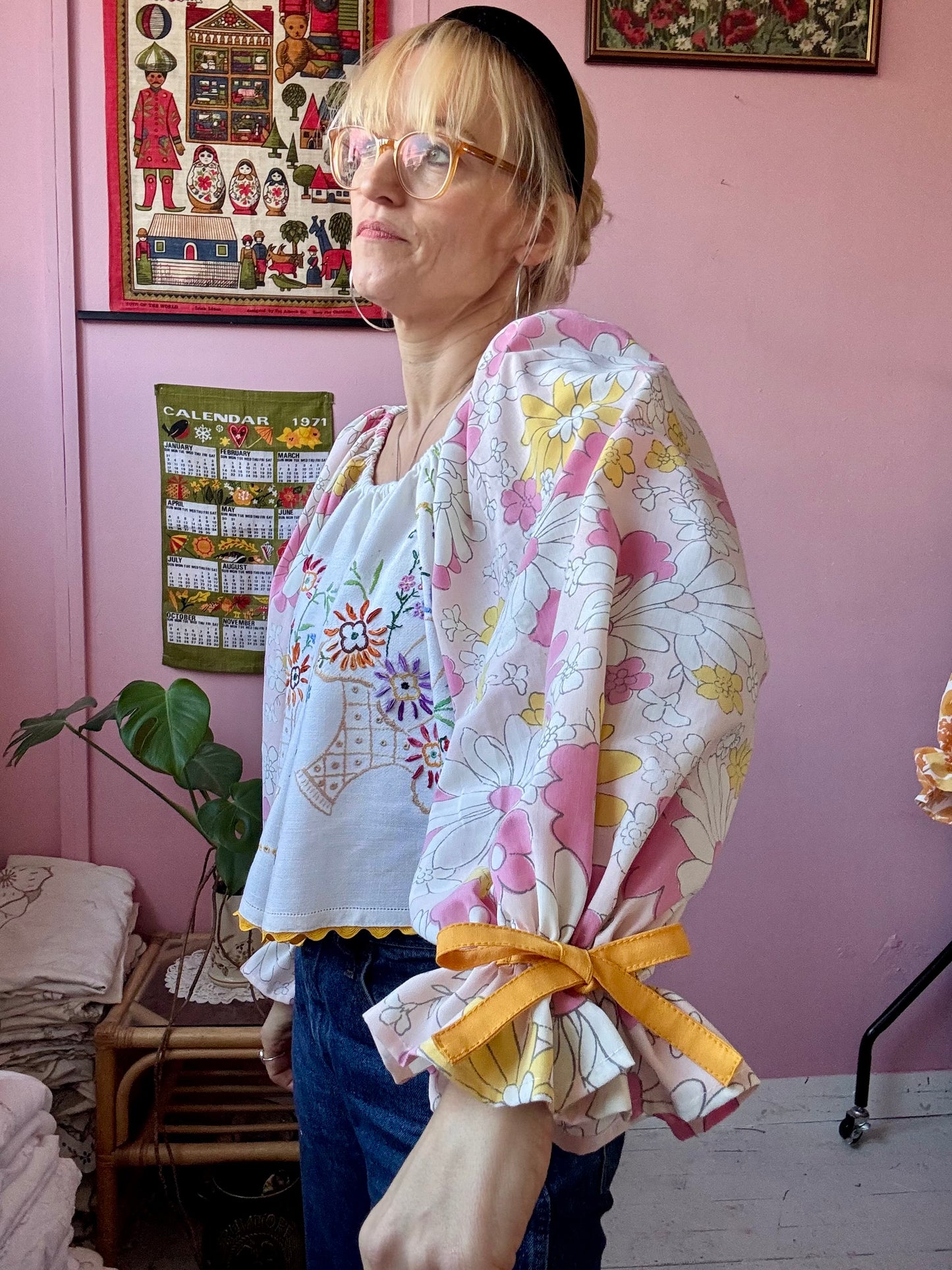Pink/yellow floral top