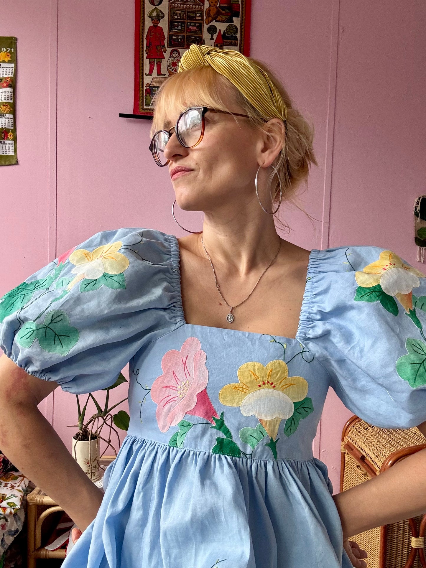 Light blue floral maxi dress