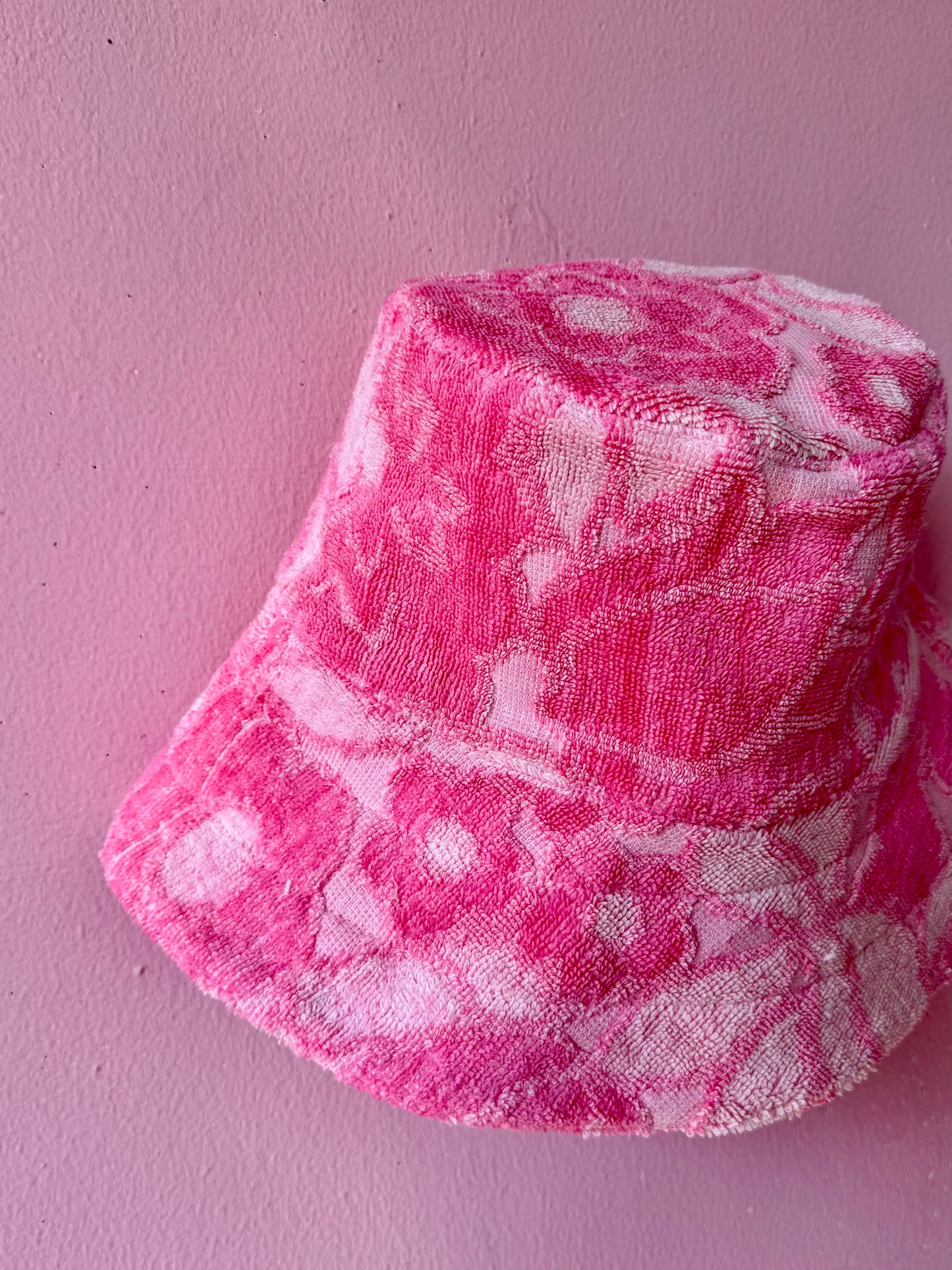 Pink towel floral bucket hat
