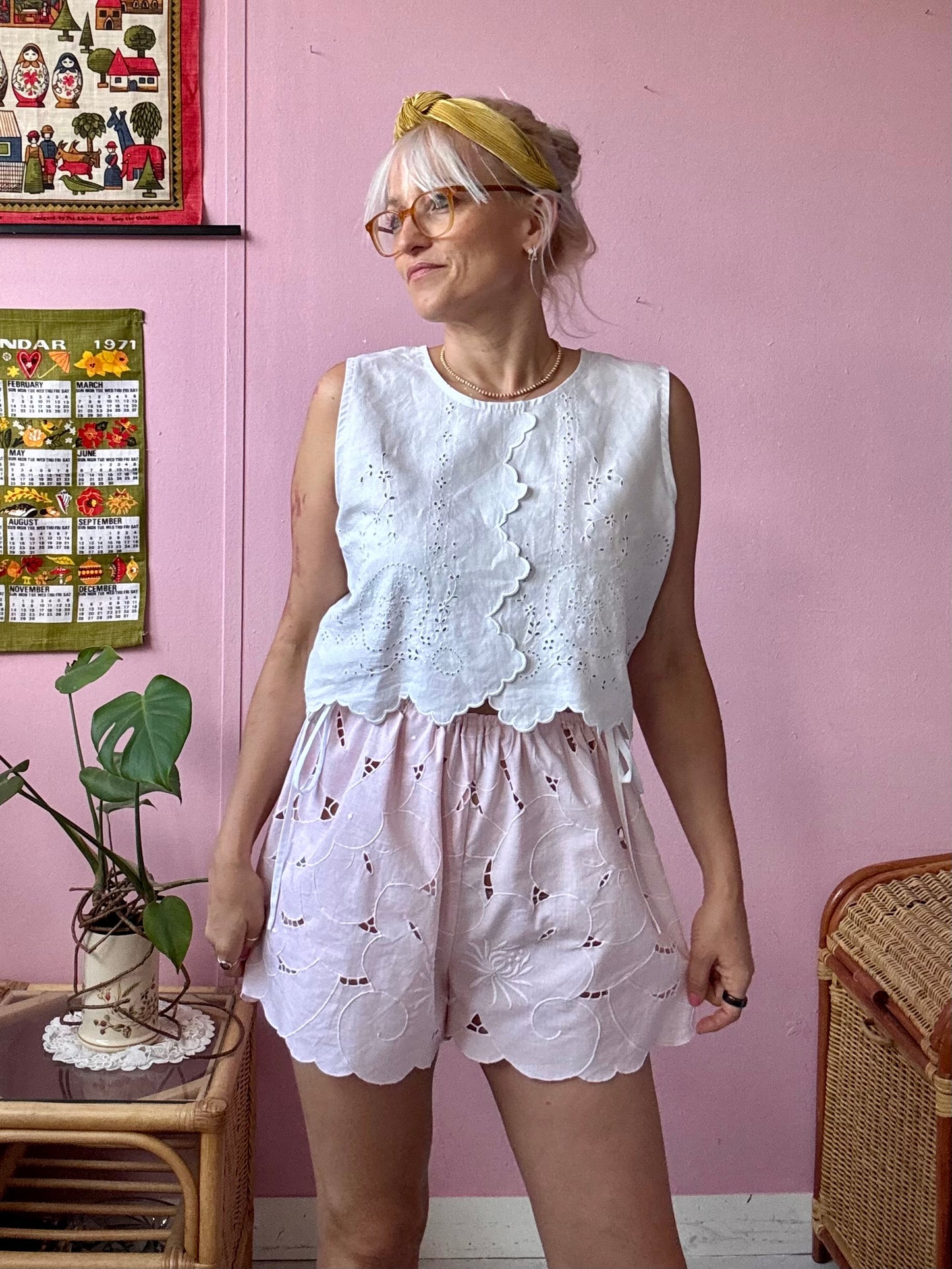 Light pink floral shorts