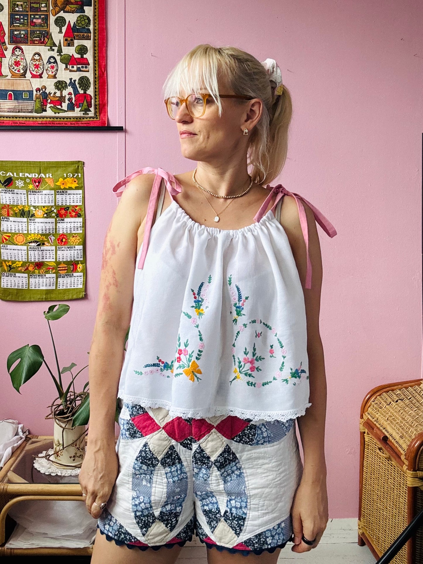 Embroidery and lace summer top