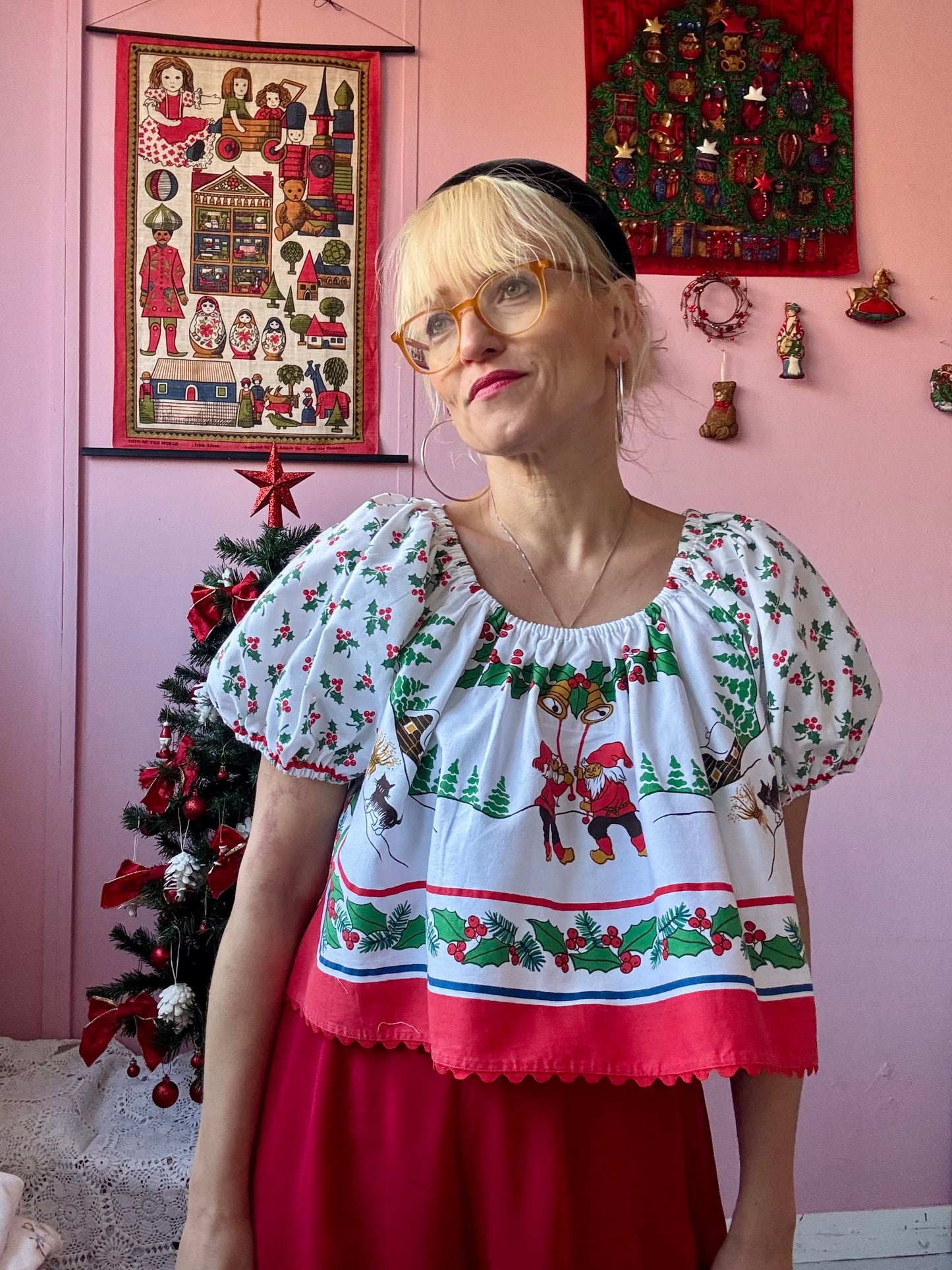 Christmas blouse with red ric rac