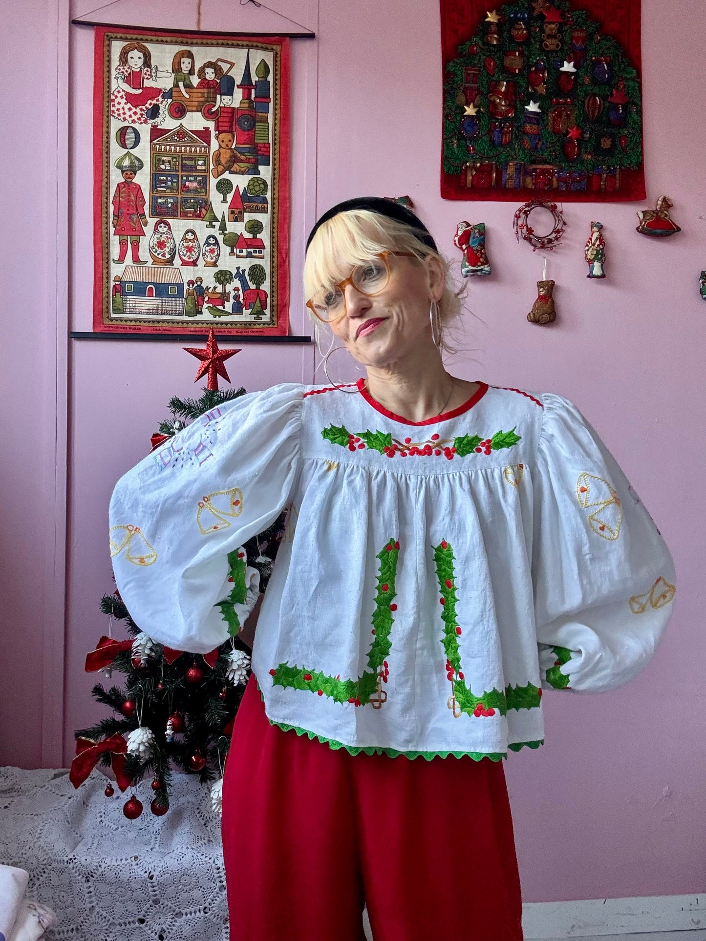 Christmas long sleeves blouse