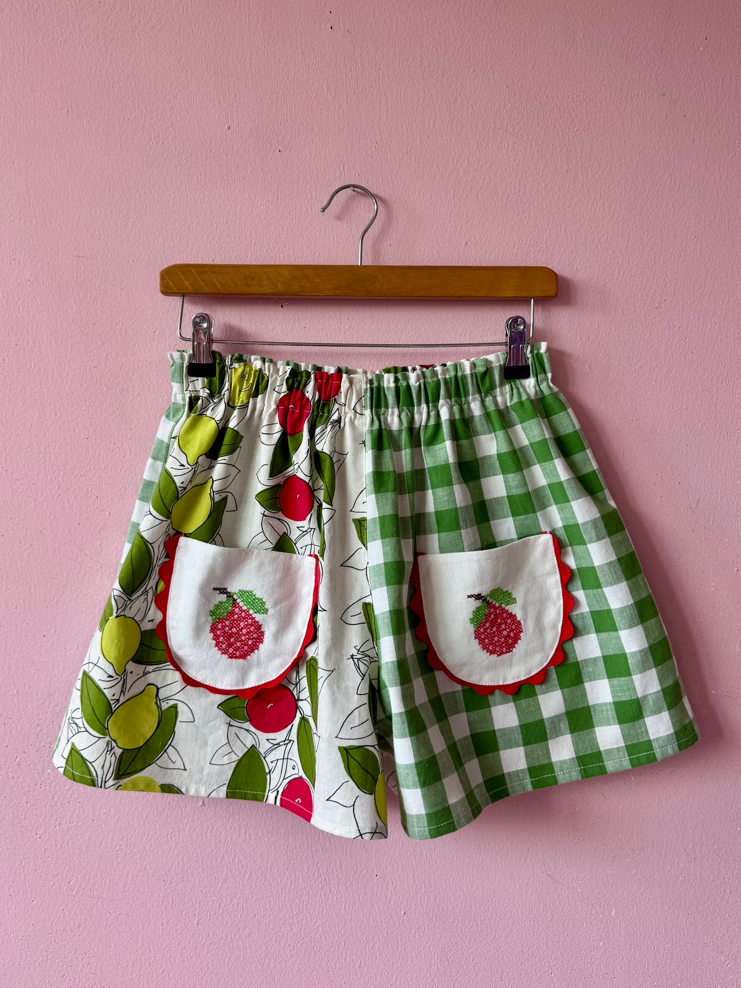 Green gingham and fruity shorts