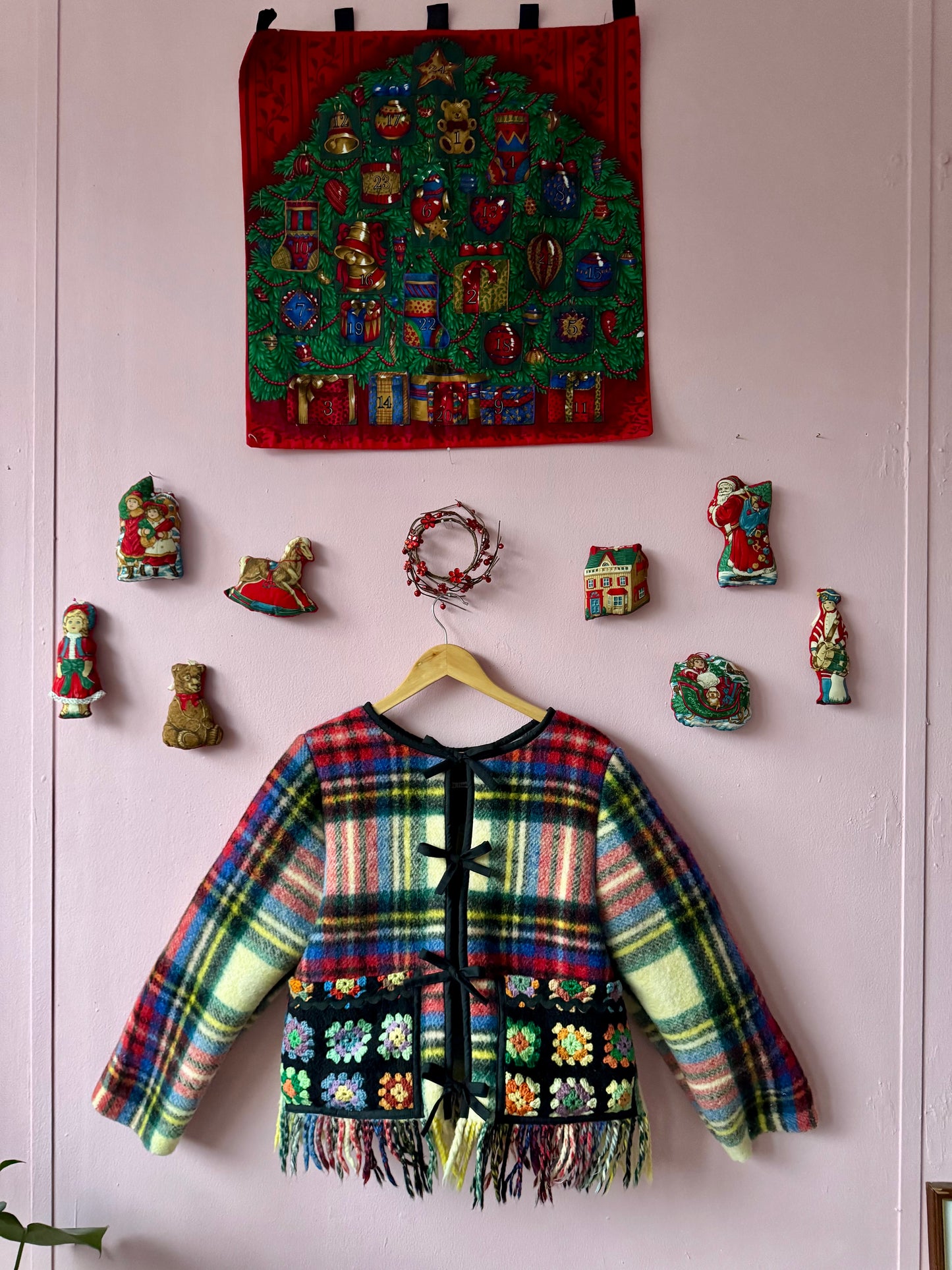 Wool jacket with patchwork pockets