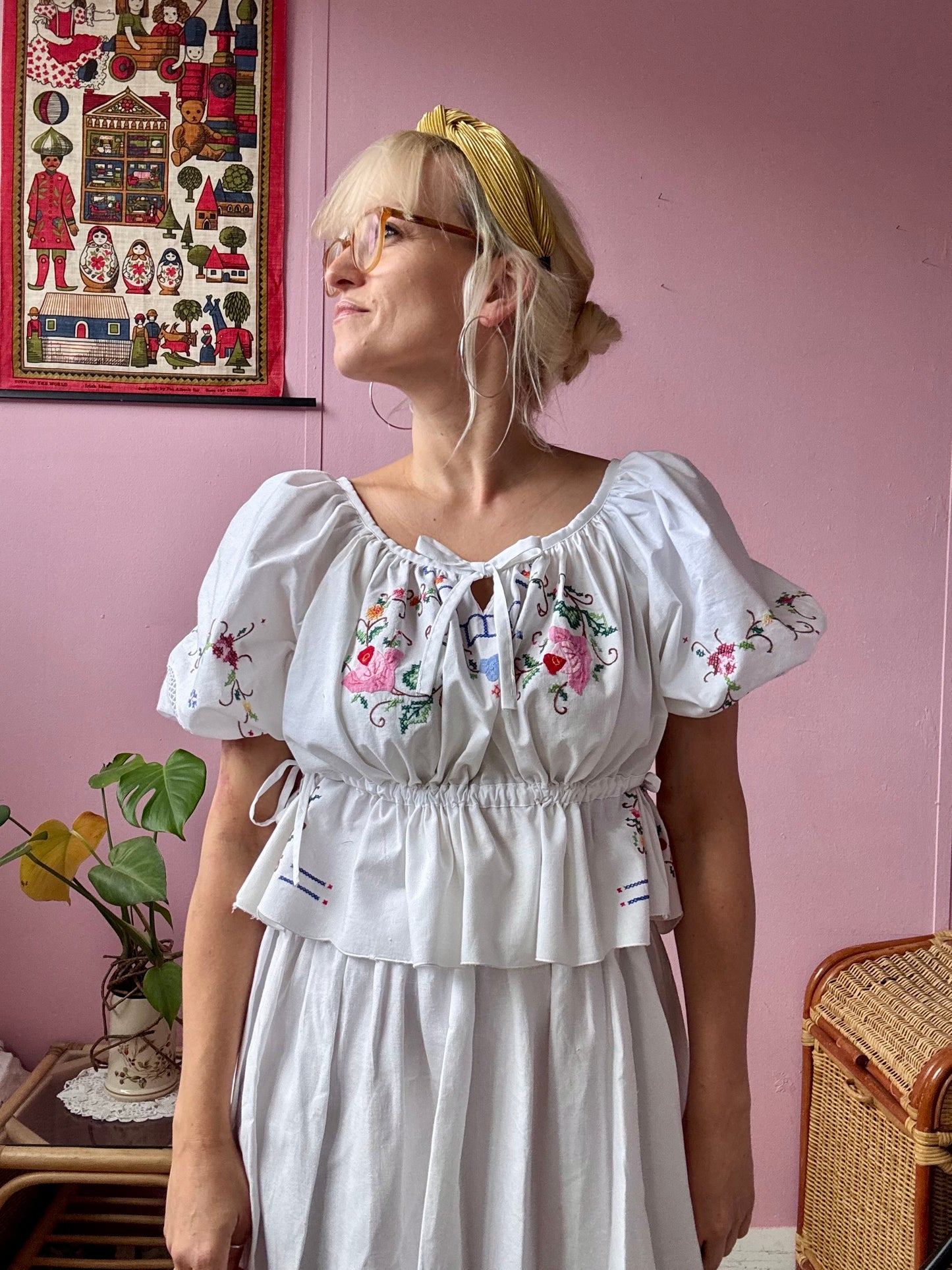 White embroidery blouse