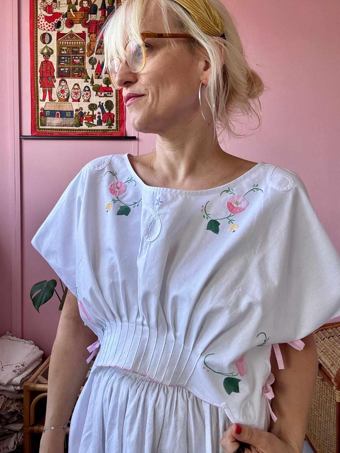 Floral basic top with side bows