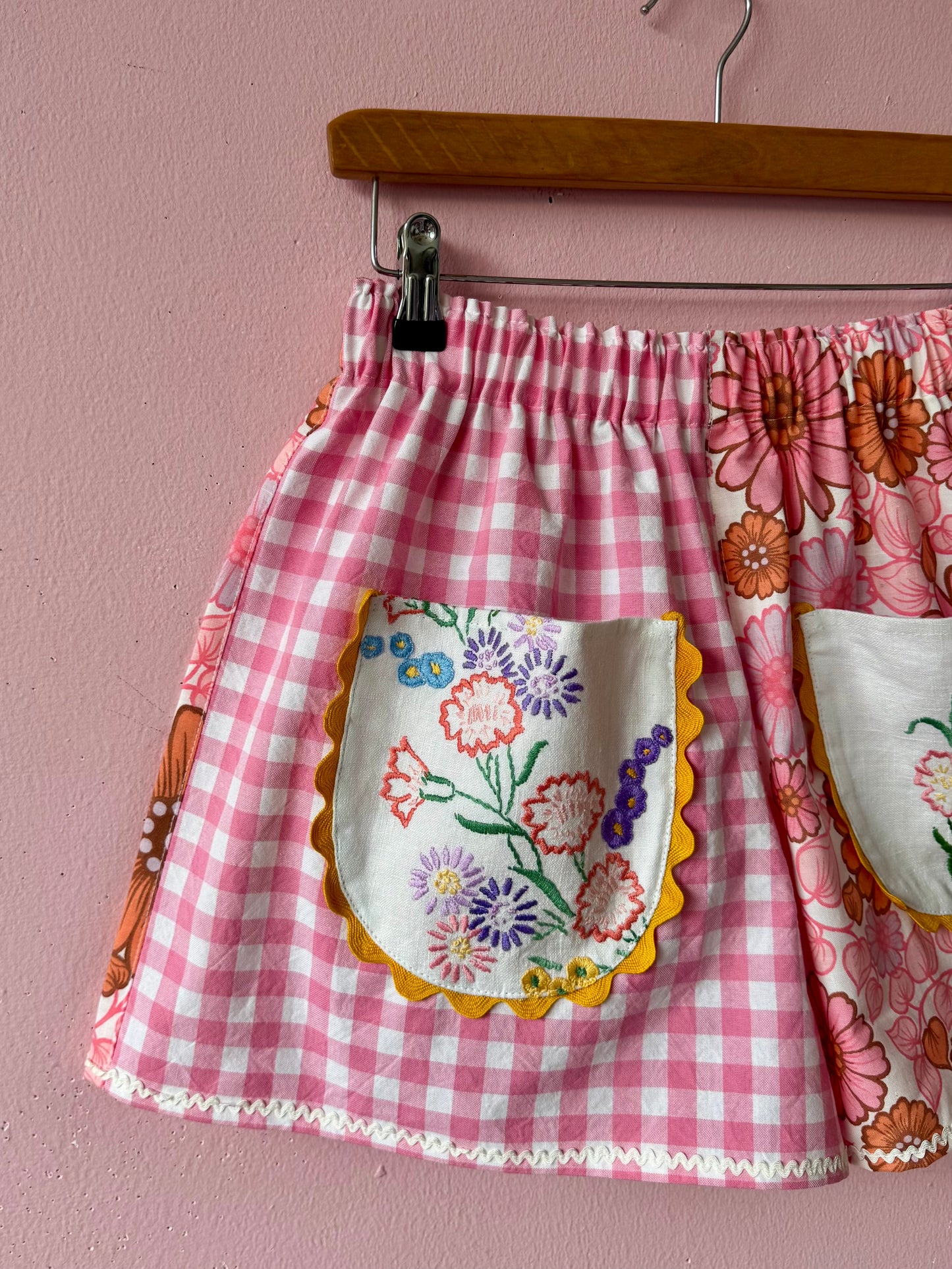 Pink gingham and floral shorts