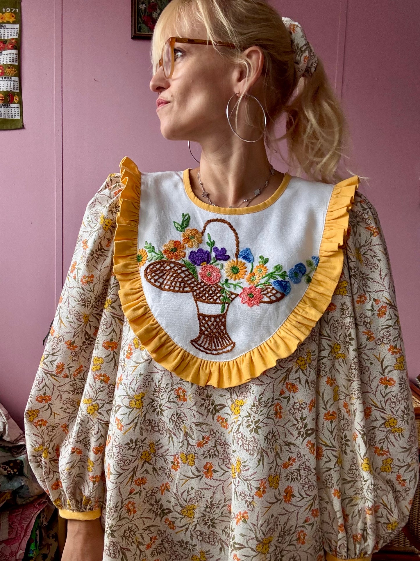 Yellow/orange floral mini dress