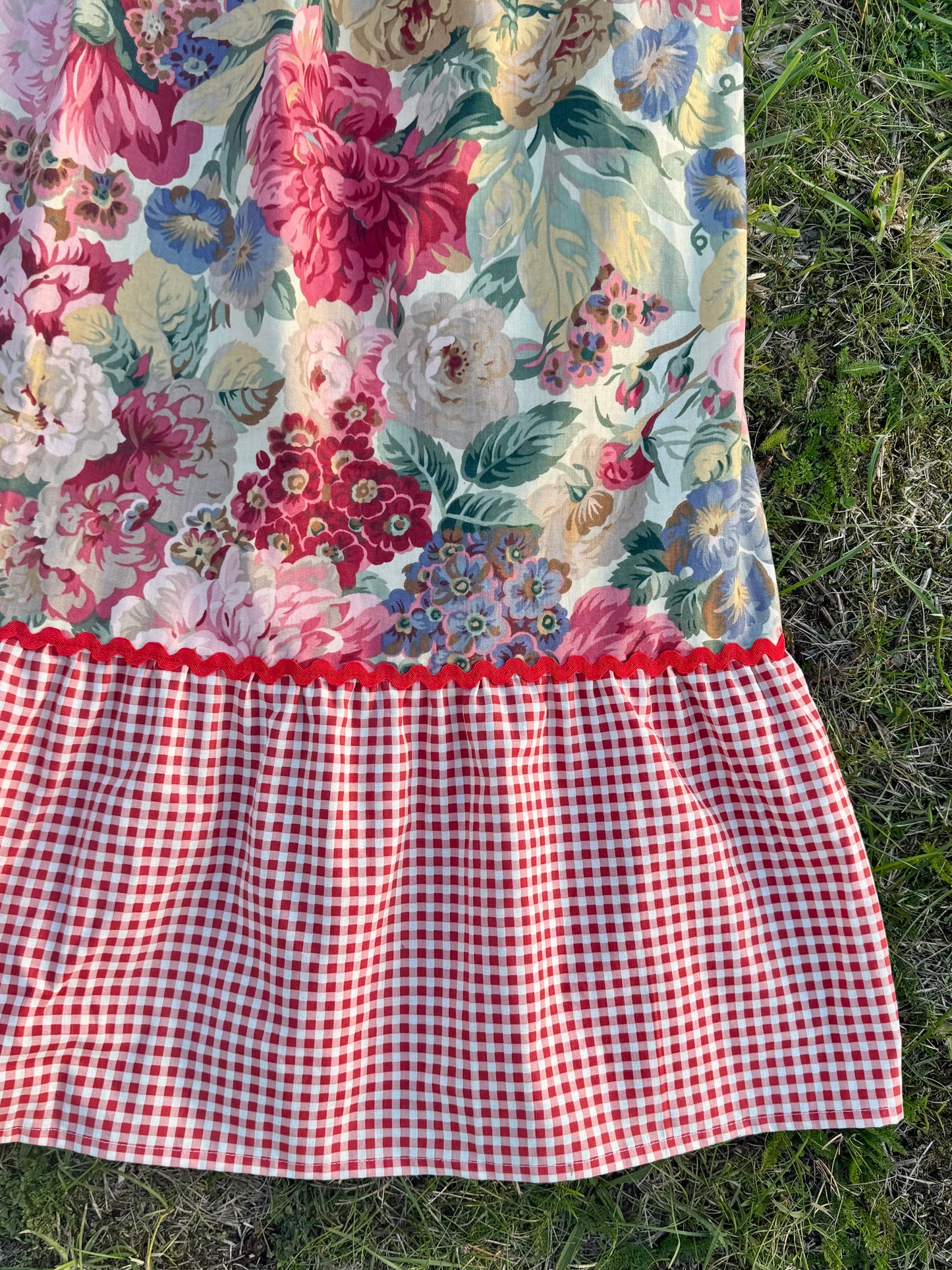 Sanderson print and gingham maxi dress