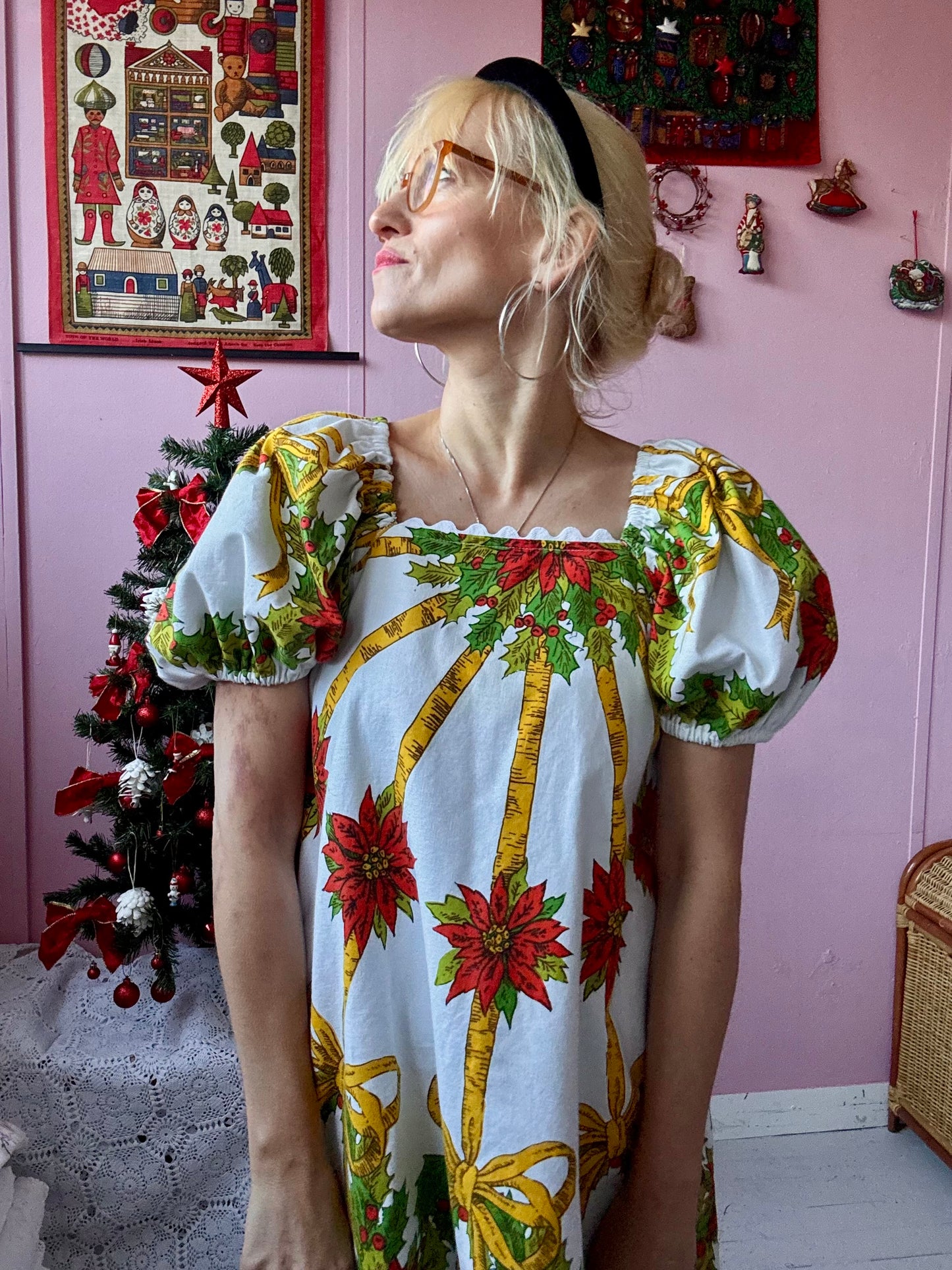 Christmas print mini dress