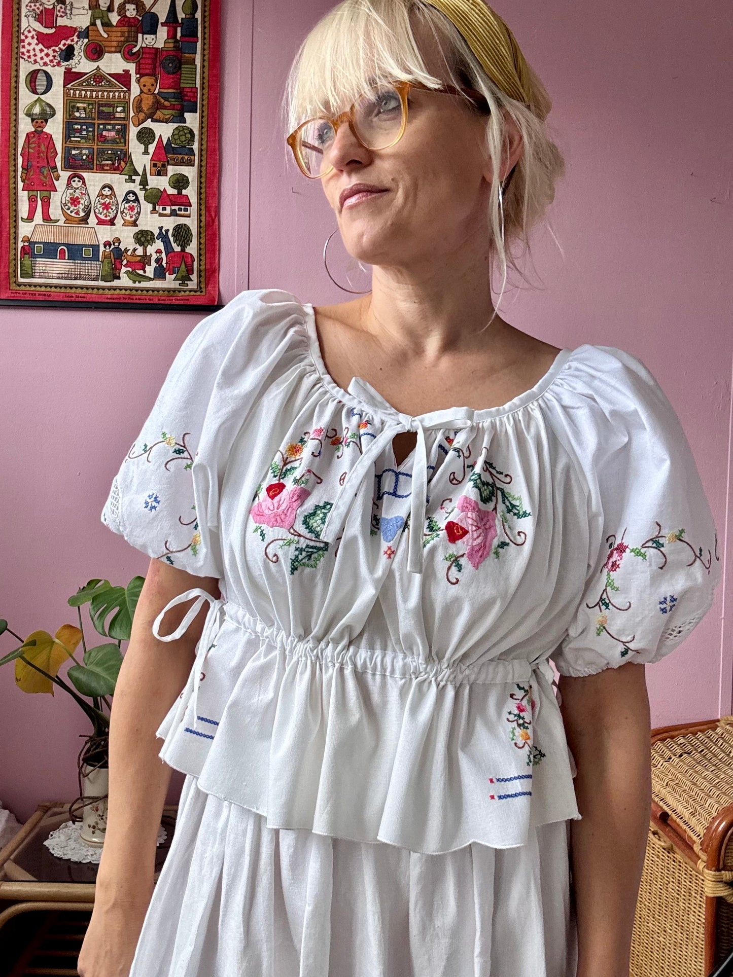 White embroidery blouse