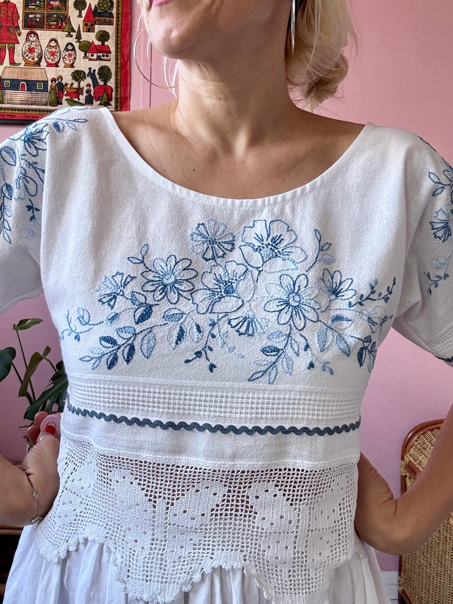 Blue floral top