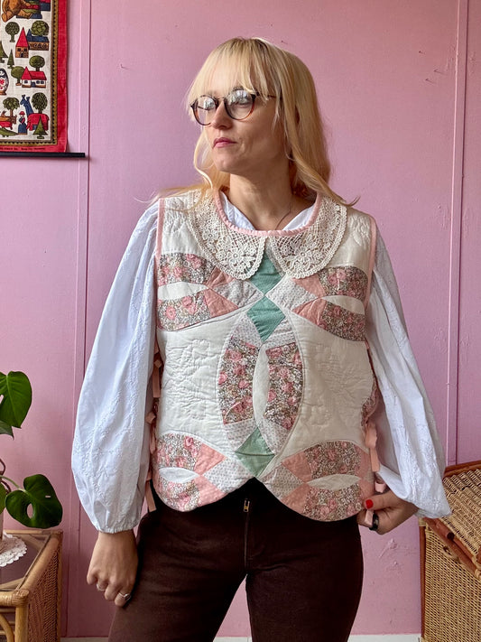 Patchwork vest with side bows