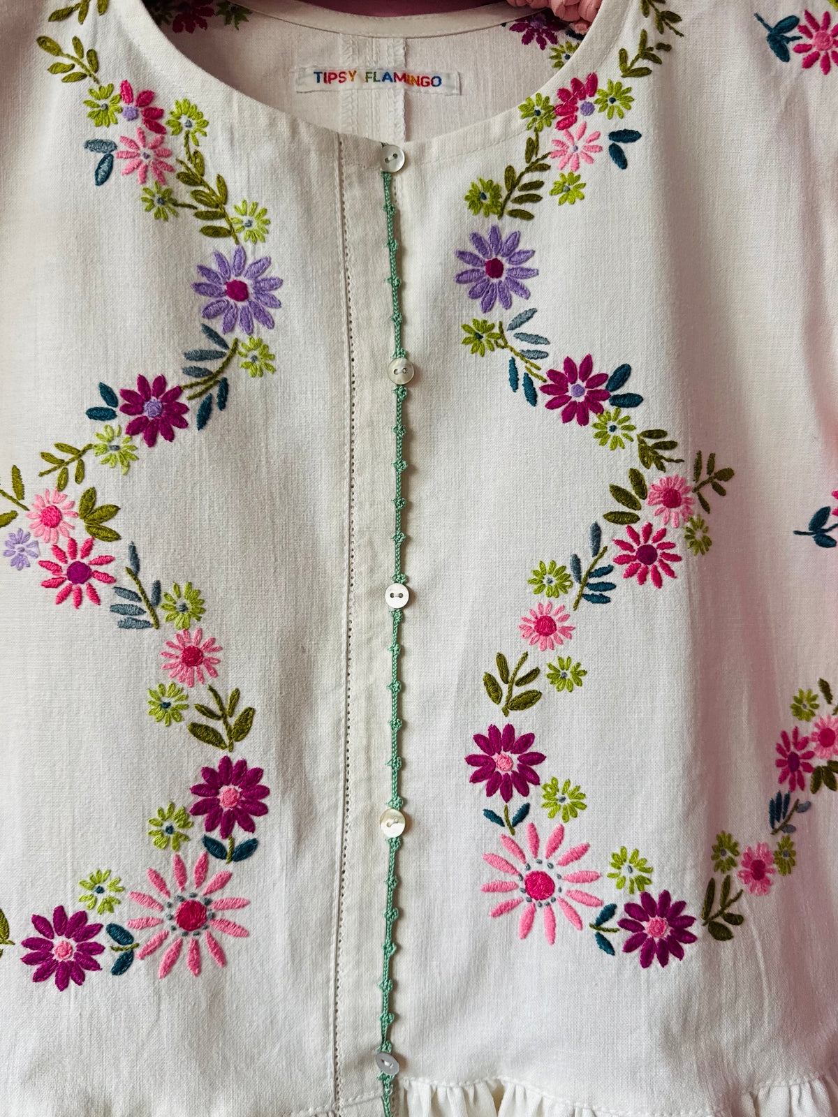 Floral and gingham blouse