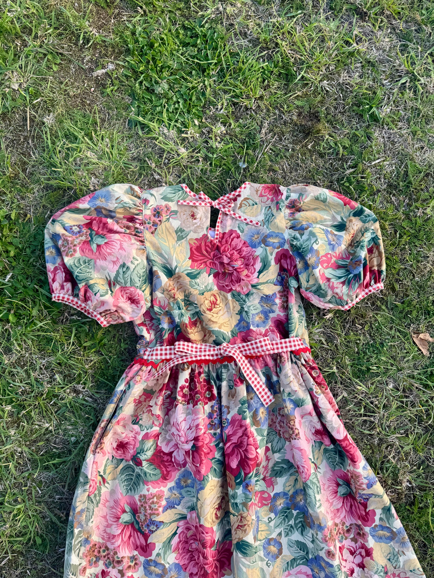 Sanderson print and gingham maxi dress