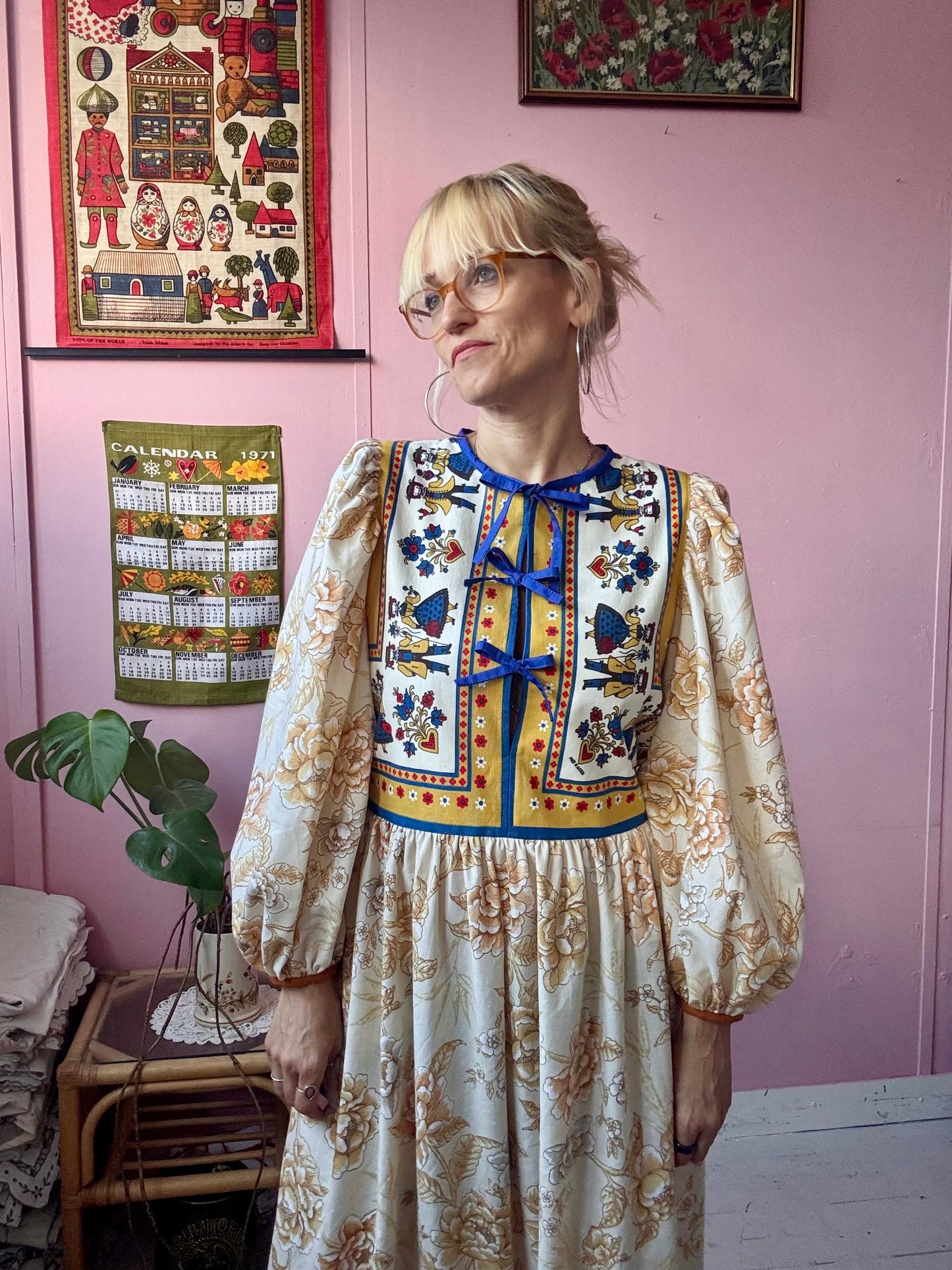 Floral and folklore maxi dress