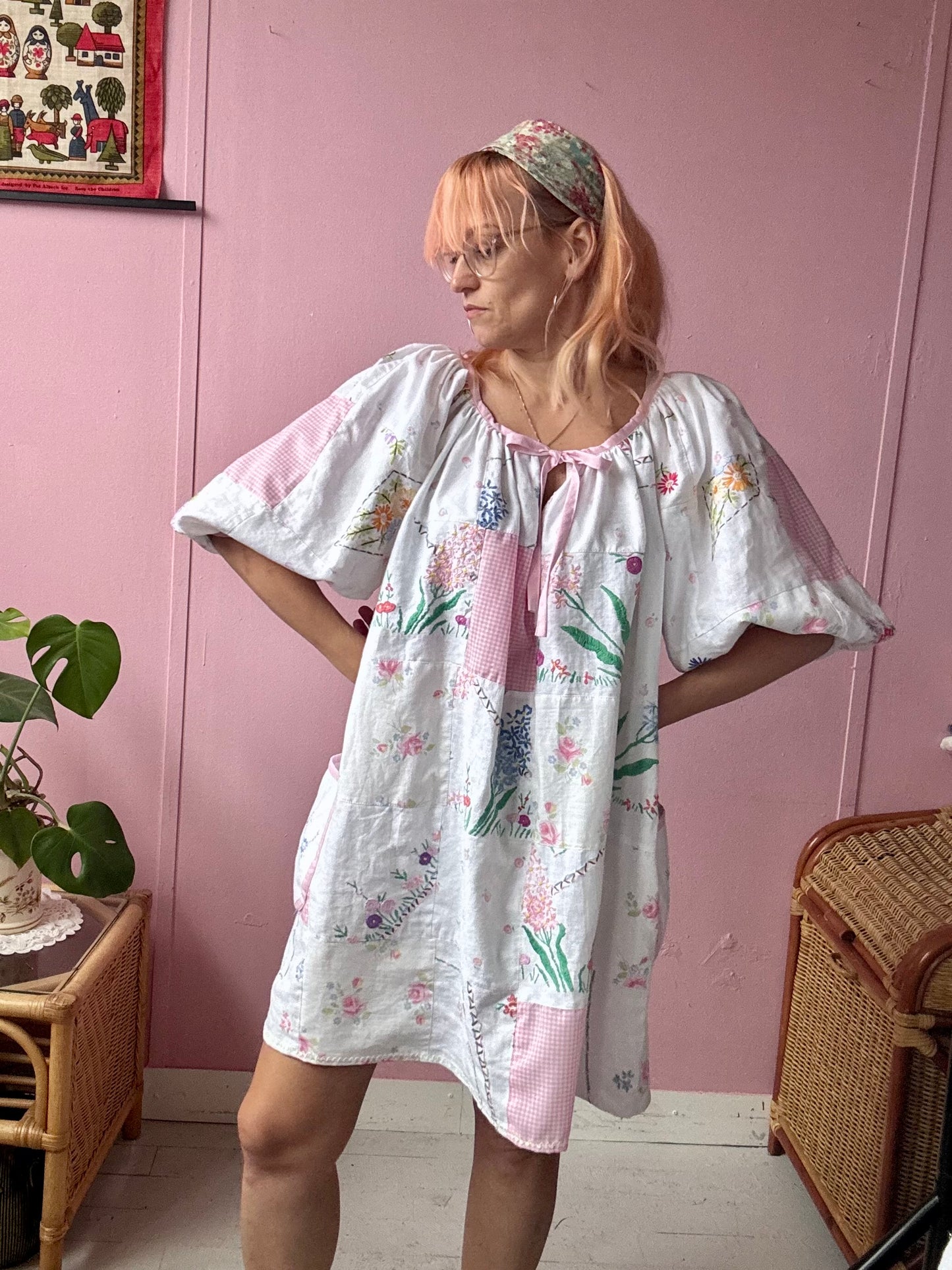 Pink patchwork dress