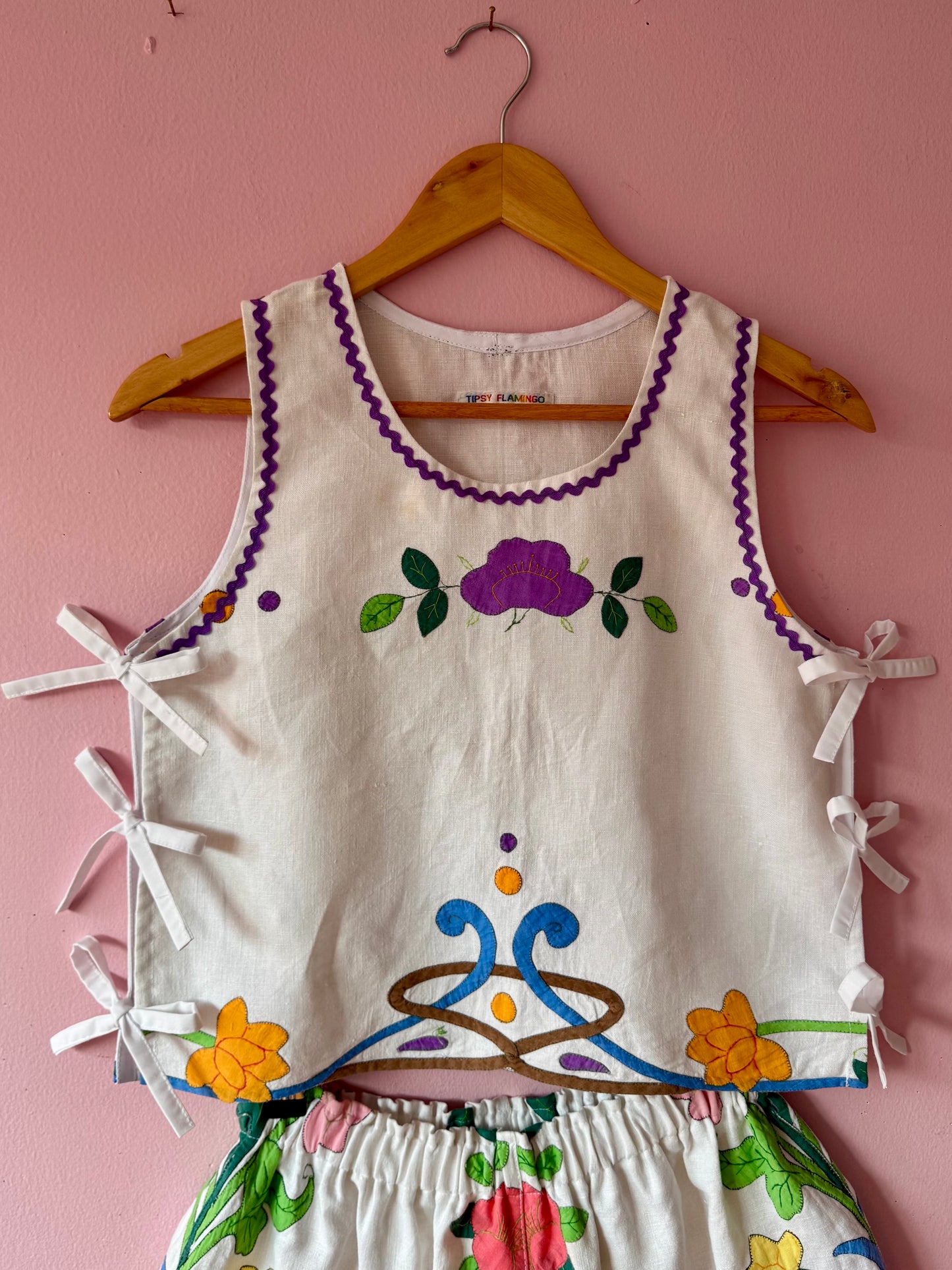 Shorts set with purple ric rac