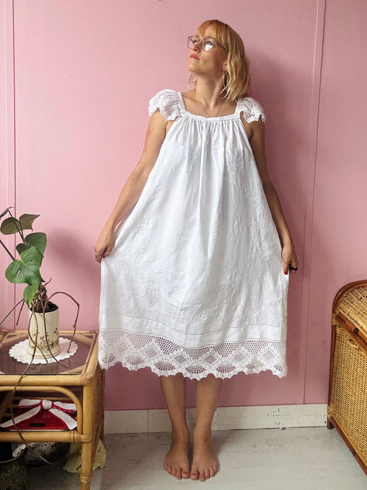White midi dress with lace