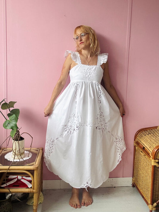 White maxi dress with straps