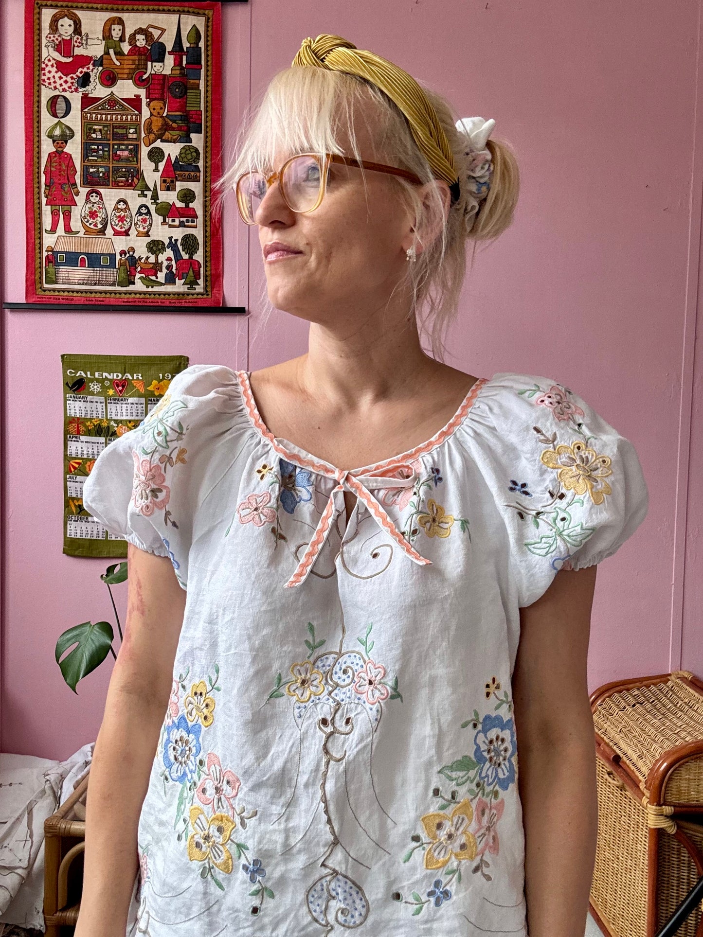 Madeira blouse with peach ric rac