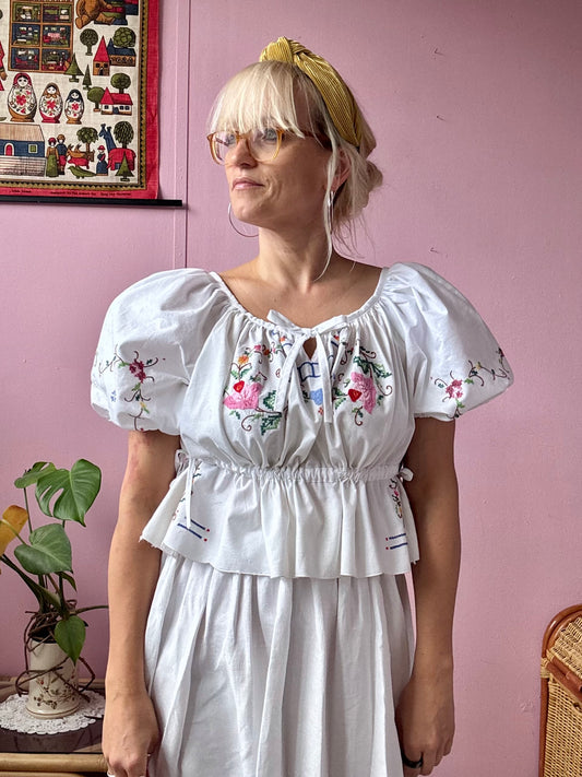 White embroidery blouse