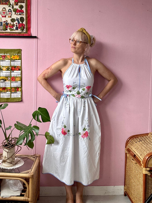 Skirt set with blue bows and borders