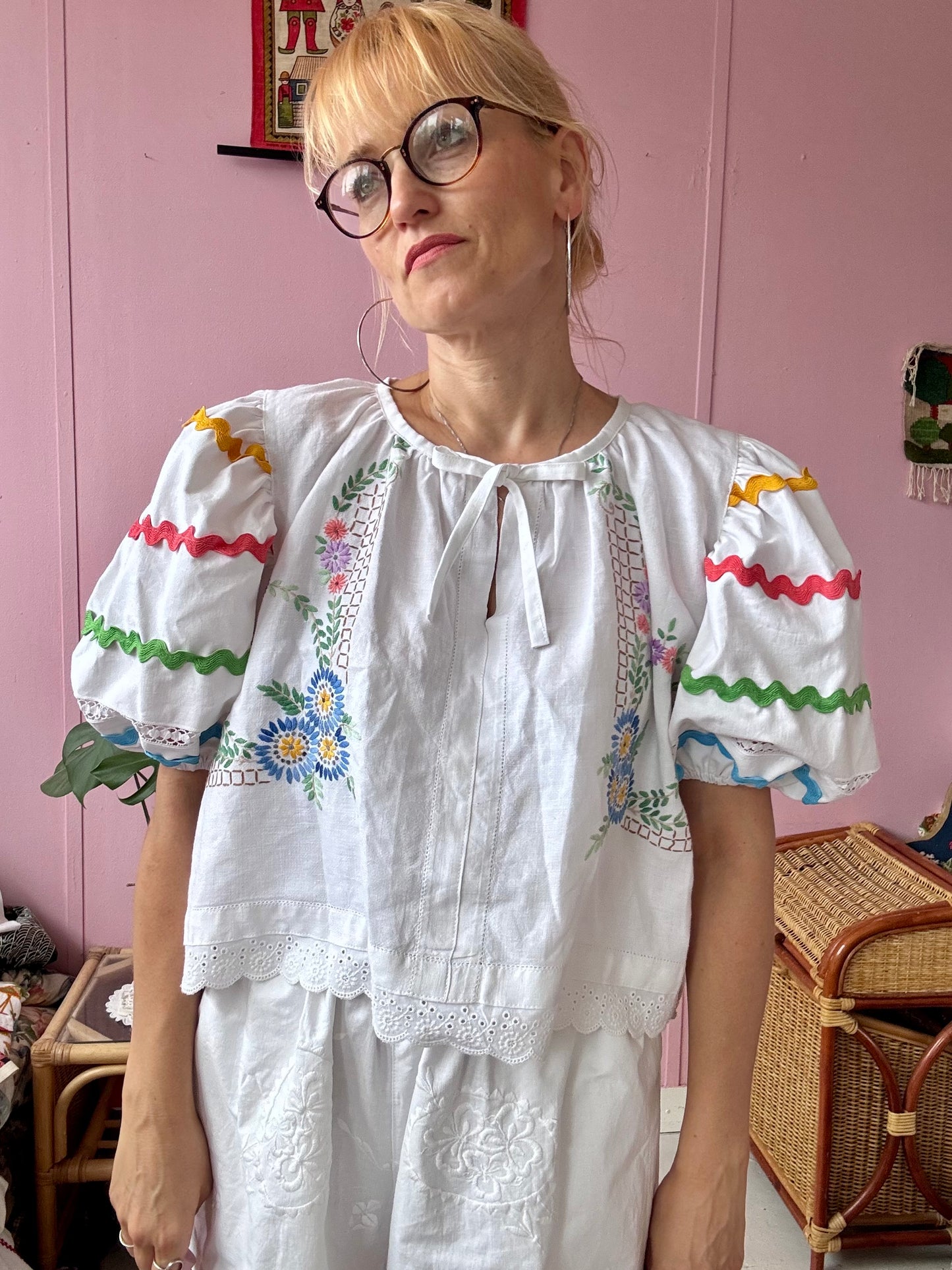 Embroidery and ric rac blouse
