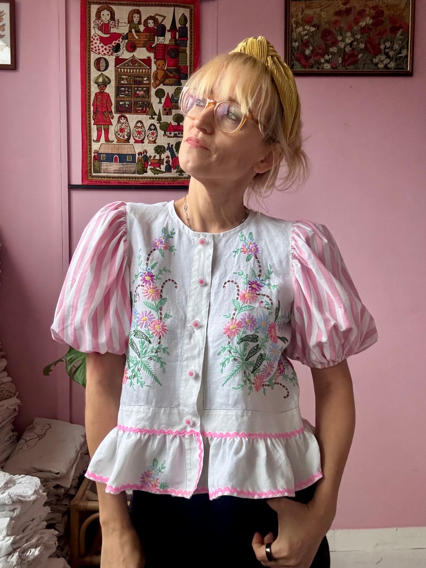 Floral and stripes blouse