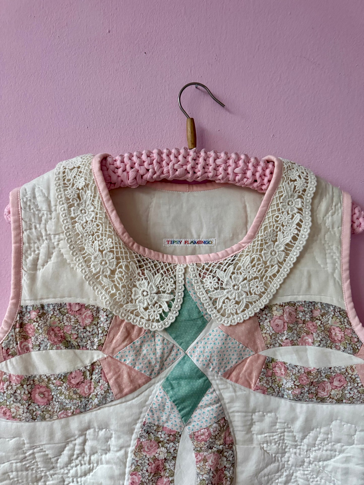 Patchwork vest with side bows