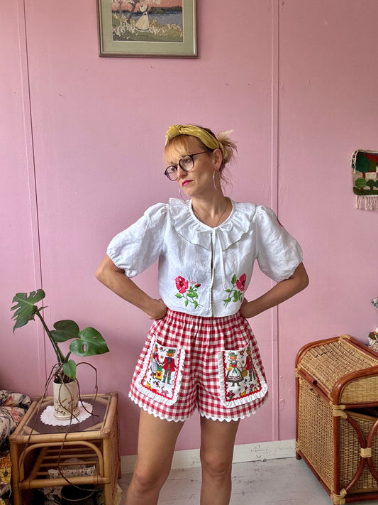 Red gingham shorts